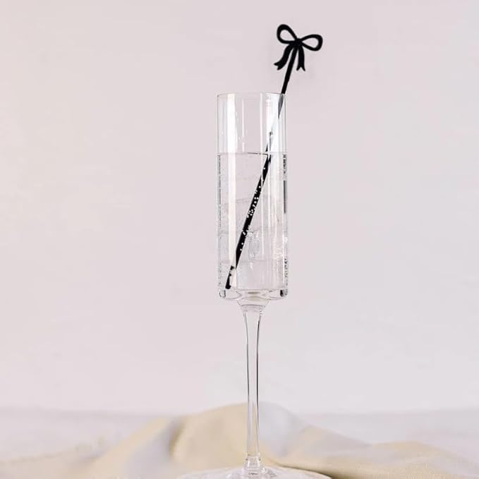 20 pcs Bow Drink Stirrers, Acrylic Drink Stirs for Bow Themed Party Decoration, Coquette Birthday Cocktail Wedding Decorations Party Favors (Black)