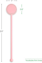 5.5" Custom Light Pink Disc-Top Stirrer – Personalized Drink Stirrers for Baby Showers, Parties, Cocktails, and Events – 50 Pack