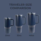 HydroJug Traveler - 32 oz Water Bottle with Handle & Flip Straw - Fits in Cup Holder, Leak Resistant Tumbler-Reusable Insulated Stainless Steel & Rubber Base - Gifts for Women & Men, Midnight