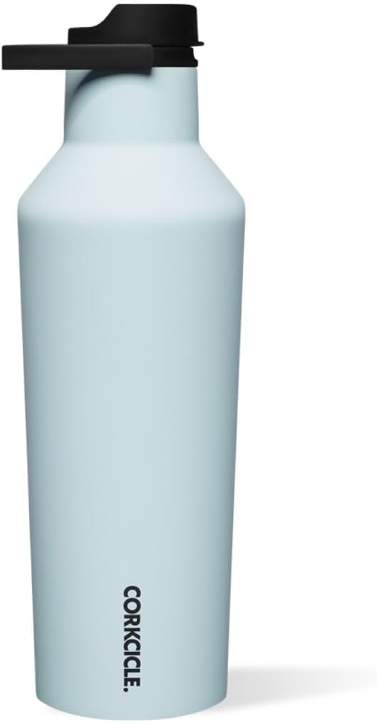 Corkcicle Sport Canteen Insulated Tumbler, Powder Blue, 32 oz – Reusable Water Bottle Keeps Beverages Cold for 25 Hours & Hot 12 Hours – Cupholder Friendly Tumbler with Screw-On Cap