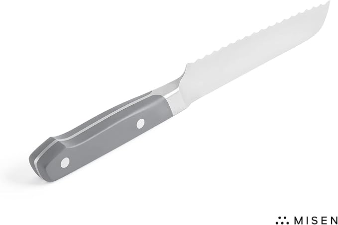 Misen Serrated Bread Knife - High-Carbon Japanese AUS8 Steel - Perfect for Soft Foods, Bread, Pastries, and Fruits - Verstatile Slicer, Razor-Sharp Edge, Durable Blade, Ergonomic Handle - 5", White