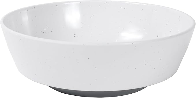Webbylee 9.5" Melamine Serving Bowl -78oz Durable Large Bowl for Mixing Fruit, Pasta, Salad, and Soup - An Ideal Housewarming Gift White & Grey