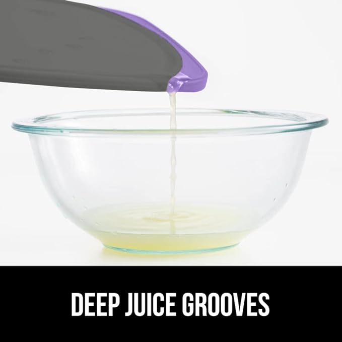 GORILLA GRIP BPA-Free Reversible Kitchen Cutting Board Set of 3, US Designed, Nonporous, Juice Grooves Catch Liquid, Slip Resistant Border, Dishwasher Safe, Durable Food Chopping Boards, Purple Gray