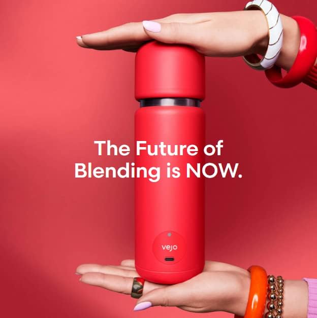 Vejo Personal Blender Powder-Powered Blending System | No Shaking | No Clumps | No Prep | Easy One-Button Design | USB Rechargeable Blender | Grey
