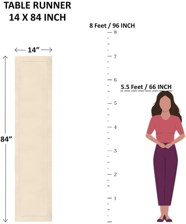 Solino Home Linen Table Runner 84 Inches Long - 100% Pure Linen Rainforest Green Table Runner 14 x 84 Inch for Fall, Autumn - Classic Hemstitch