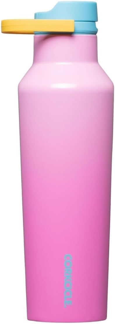 Corkcicle Sport Canteen Insulated Tumbler, Pink Pop, 20 oz – Reusable Water Bottle Keeps Beverages Cold for 25 Hours & Hot 12 Hours – Cupholder Friendly Tumbler with Screw-On Cap