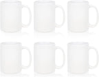 Sublimation Blank Ceramic Coffee Mugs Set of 6 Pcs White Mugs 15 oz Porcelain Espresso Cups Sublimation Mugs Blank DIY for Coffee Soup Tea Milk Latte Hot Cocoa etc