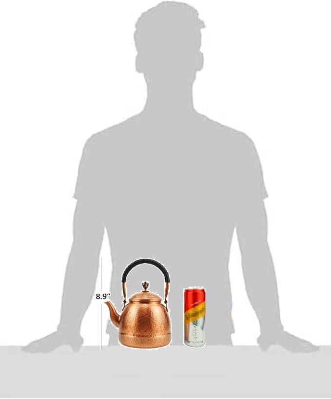 Funmaker Handmade Solid Copper Tea Pot Kettle Stovetop Teapot Thick Hammered Copper Tea Pot Kettle Stovetop Teapot Made for gasstove tops pure copper kettle (Type 8-1500ml)