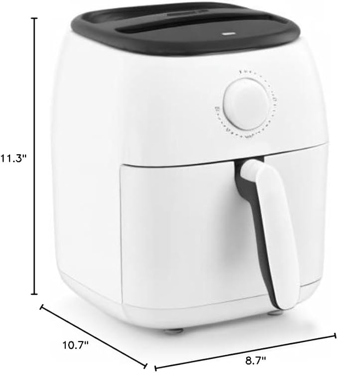 DASH Tasti-Crisp™ Express Air Fryer Oven, 2.6 Qt., White – Compact Air Fryer for Healthier Food in Minutes, Ideal for Small Spaces - Auto Shut Off, Analog, 1000-Watt