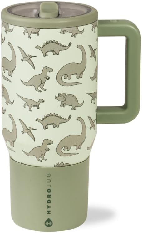 HydroJug Kids - 20 oz Insulated Kids Water Bottle with Flip Straw & Handle | Leak-Proof & Durable | Perfect for School, Sports, Lunch, Travel & Camp, Dinosaur