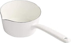 1.2L Enamel Milk Pan, Nonstick Milk Pot with Pour Spouts, Even Heat Conduction, Easy to Cook and Clean, Enamel Pot for Home Kitchen or Restaurant White