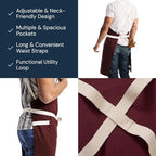 hedley & bennett Crossback Apron - Crossback Chef Apron with Pockets - 100% Cotton Canvas, 8oz - House Red