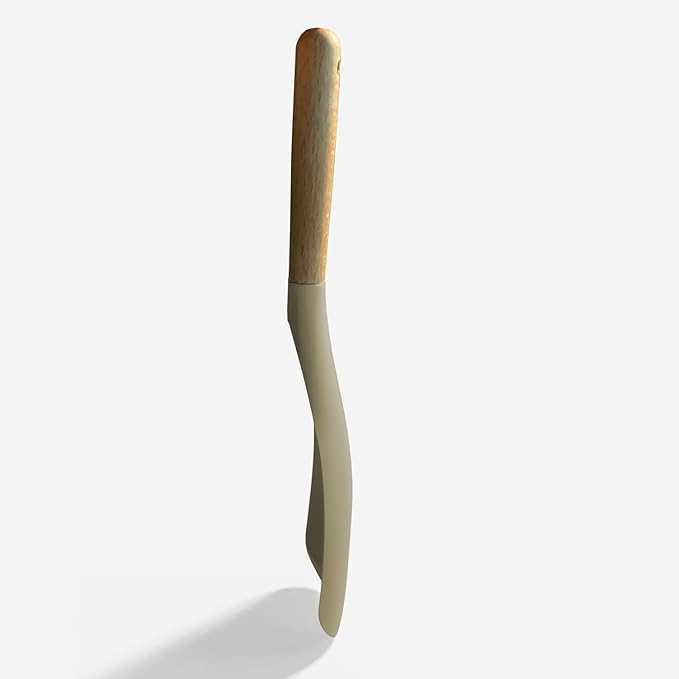 VOVOLY Cooking Spoon for Nonstick Cookwares, Silicone Spoon for Mixing, Scoop, and Scrape, Khaki,11"