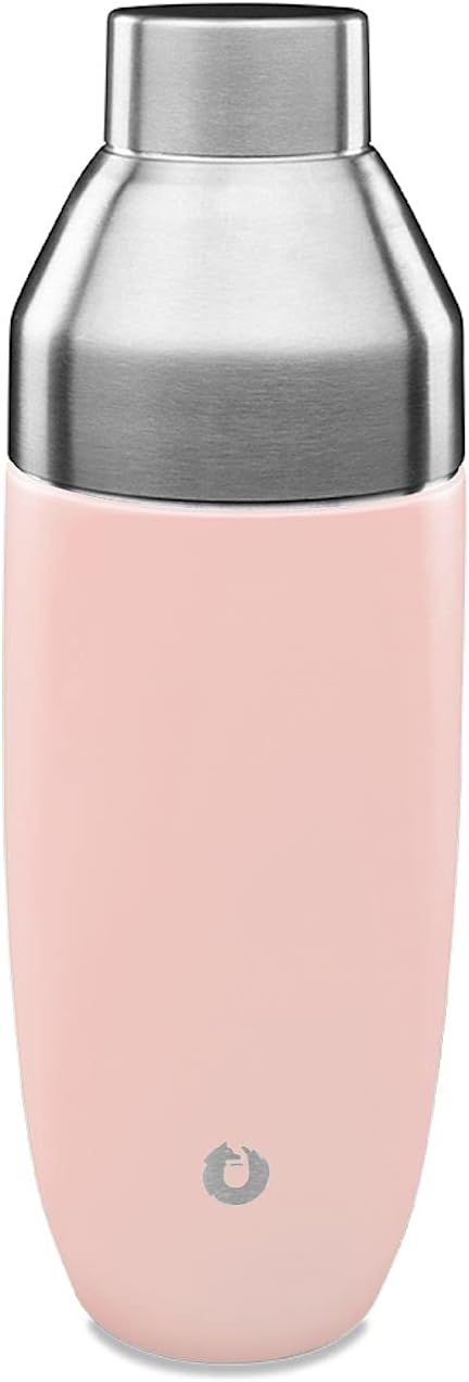 SNOWFOX Premium Vacuum Insulated Stainless Steel Cocktail Shaker, Home Bar Accessories, Elegant Drink Mixer, Leak, Proof Lid With Jigger & Built, In Strainer, Light Pink, 22oz.