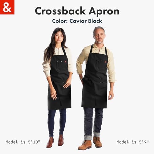 hedley & bennett Crossback Apron - Crossback Chef Apron with Pockets - 100% Cotton Canvas, 8oz - Caviar