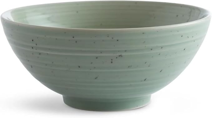 Sango Siterra Artist's Blend 16-Piece Stoneware Dinnerware Set for 4, Green, Cream & White Glossy Dishes with Speckles, Ceramic Plates and Bowls Sets for Everyday Dining, Microwave & Dishwasher Safe