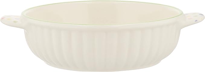 Banko Ware 14046 Oven Safe Round Au Gratin Dish (Small), Polka Dot Green Line, Diameter Approx. 6.5 inches (16.5 cm), Microwave Safe, Made in Japan