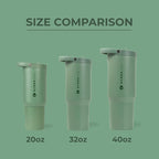 HydroJug Sport - Stainless Steel Tumbler with Straw, Vacuum Insulated, 40oz Leakproof Water Bottle, Ergonomic Design, Reusable, Dishwasher Safe, Rubber Base, Durable for Gym or Outdoors, Sage