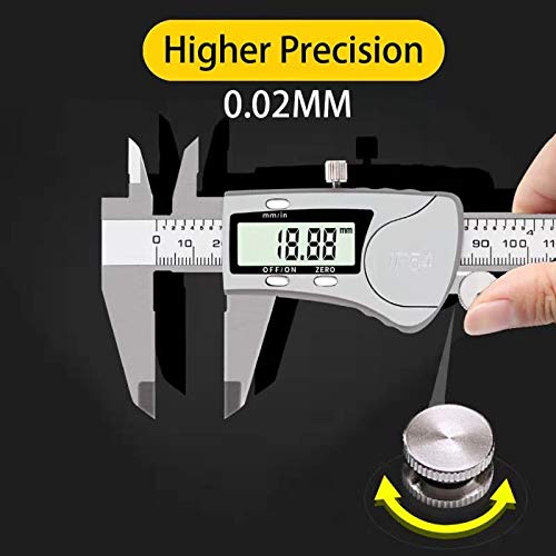 Electronic Digital Calipers, inch and Millimeter Conversion,LCD Screen displays 0-6" Caliper Measuring Tool, Automatic Shutdown, Suitable for DIY/Jewelry Measurement (200mm Stainless Steel)