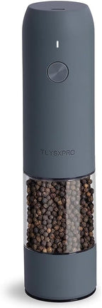 Electric Pepper Grinder, USB Rechargeable, Automatic Pepper Shaker, Adjustable Coarseness, Electric Pepper Mill, LED Light, Refillable, Kitchen Gadget (1-Pack, Blue-Grey)