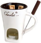 Fondue Mugs,Fondue Cup,Heat Resistant Ceramic Mini Fondue Set with Forks - Reusable Chocolate Melting Cup for Desserts, Date Nights & Parties (WHITE)