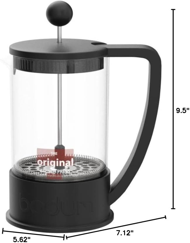 Bodum 51oz Brazil French Press Coffee Maker, High-Heat Borosilicate Glass, Black - Made in Portugal