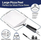 KitchenStar Stainless Steel Pizza Peel 14 inch with 10 inch Folding Handle, Large - Spatula Paddle for Effortless Pizza Transfer & Easy Storrage - Outdoor Pizza Oven Accessories