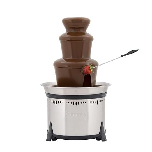 Sephra "Classic" Home Chocolate Fountain. 18", 4 Pin, Fixed Bowl Model. Up to 6lb Chocolate, great for up to 50 guests. Stainless Steel Heated Basin, not recommended for commercial use.