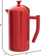Frieling Insulated Double-Walled Stainless Steel French Press Coffee Maker - 34 fl oz, Red - Camping Coffee Press