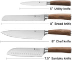 Natura Series 4 PCS Chef Knife Set with Gift Box, Ultra Sharp Kitchen Knives with Natural Wooden Handles