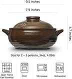 Korean Stone Bowl (34oz) Clay Pot for Cooking Korean Dishes - Brown, Large, Rustic Style - Dolsot, Ttukbaegi, Onggi, Kimchi Stone Donabe - With Lid