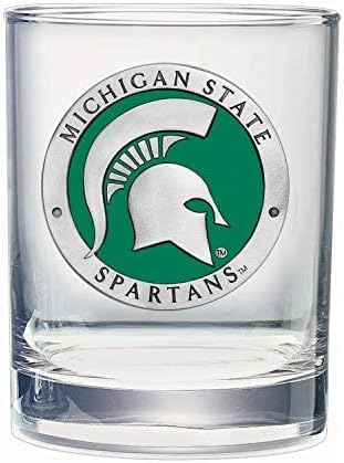 Heritage Pewter Michigan State Double Old Fashion | Double Rocks Glass 14 OZ for Liquor | Expertly Crafted Pewter Glass