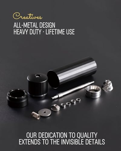 Heavy Duty Metal Pepper Grinder, Professional Manual Pepper Grinder with Adjustable Coarseness, Pepper Mill with Magnetic Powder Chamber, Refillable Pepper Mill for Spices, High Output