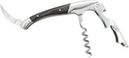 The Wine Chic Premium Professional Corkscrew Wine Opener with Elegant Wood Handle, Manual Wine Key with Foil Knife and Cap Bottle Opener for Bartenders, Waiters and Sommeliers (Black)