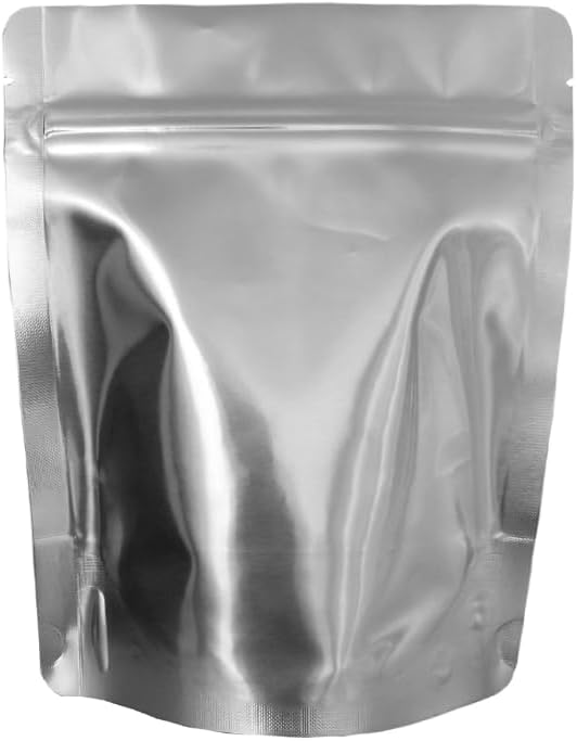 50 Pack - 7 Mil - Pint Seal-Top Stand Up Mylar Bags - 100cc Oxygen Absorbers - Heat Seal - Long-Term Food Storage