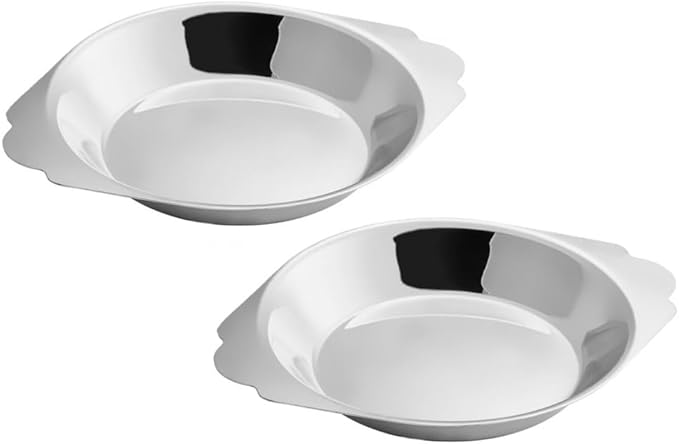 Soro Essentials- 8 oz. Stainless Steel Round Au Gratin Dish Set of 2 - Serving Dish for Individual Serving Casseroles Lasagna and Cobblers Table Serving Dishes Casserole Dishes Individual Gratin Dishes