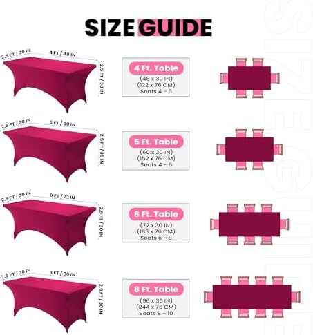Utopia Kitchen 6FT Spandex Tablecloth [1 Pack, Fuchsia] 200 GSM Stretch, Fitted, Washable and Wrinkle Resistant Table Cloth Rectangle Cover for Trade Shows, Wedding, Parties [72Lx30Wx30H Inch]