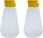 2pcs Empty Plastic Honey Bottles Flip Top Squeeze Honey Jars Dispenser Squeezable Honey Containers for Syrups, Ketchup, Salad Dressing, Cooking Oils