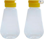 2pcs Empty Plastic Honey Bottles Flip Top Squeeze Honey Jars Dispenser Squeezable Honey Containers for Syrups, Ketchup, Salad Dressing, Cooking Oils