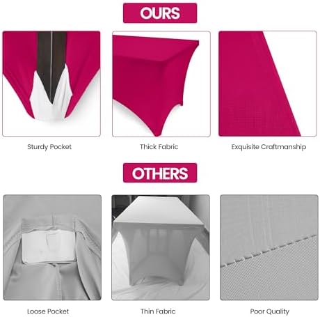 Utopia Kitchen 6FT Spandex Tablecloth [1 Pack, Fuchsia] 200 GSM Stretch, Fitted, Washable and Wrinkle Resistant Table Cloth Rectangle Cover for Trade Shows, Wedding, Parties [72Lx30Wx30H Inch]