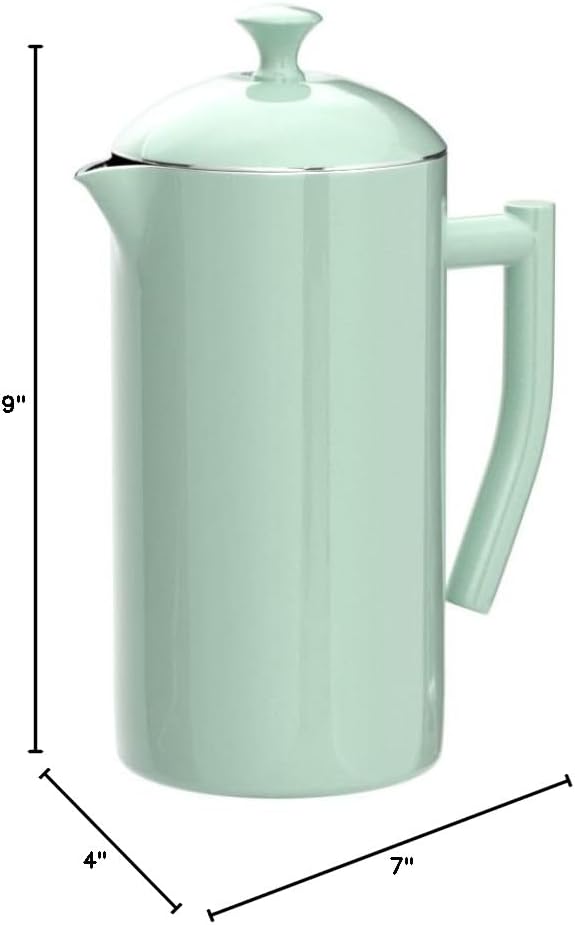 Frieling Double-Walled Stainless Steel French Press Coffee Maker, Dilly Bean Green, 34 fl oz.