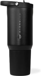 HydroJug Sport - Stainless Steel Tumbler with Straw, Vacuum Insulated, 20oz Leakproof Water Bottle, Ergonomic Design, Reusable, Dishwasher Safe, Rubber Base, Durable for Gym or Outdoors, Black