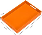 Orange Sturdy Acrylic Serving Tray with Handles-10x15Inch-Serving Coffee,Food,Breakfast,Butler-Kitchen Countertop Tray-Makeup Drawer Organizer-Vanity Table,Ottoman Tray-Decorative Tray