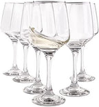 Vikko 9.5 Ounce Wine Glasses | Beautifully Shaped – Thick and Durable Construction – For Parties, Entertaining, and Everyday Use – Dishwasher Safe – Set of 6 Clear Glass Wine Glasses – 2.4” Diameter x