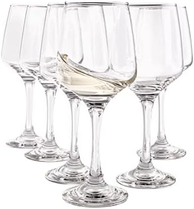 Vikko 9.5 Ounce Wine Glasses | Beautifully Shaped – Thick and Durable Construction – For Parties, Entertaining, and Everyday Use – Dishwasher Safe – Set of 6 Clear Glass Wine Glasses – 2.4” Diameter x
