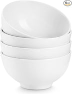 DOWAN 8.5 OZ Small Ceramic Bowls Set of 4 - White Bowls for Dessert, Dip, Side Dishes, Ice Cream, Fruit, Rice - Dishwasher & Microwave Safe (Soft White)