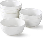 HAPPY KIT 6inch Ceramic Soup Bowls, Cereal Bowl Set of 6, 24OZ for Kitchen, Cereal Soup Rice Pasta Salad Oatmeal, Thick-edge Non-slip Design
