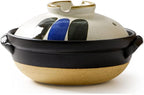 Japanese Ceramic Hot Pot Ceramic Stockpot Clay Cooking Pot Cookware Stovetop, Heat Resistant Casserole with Lid,Small Round Earthenware Clay Pot,Rice Cooker for Stew Soup Noodles,2.2l