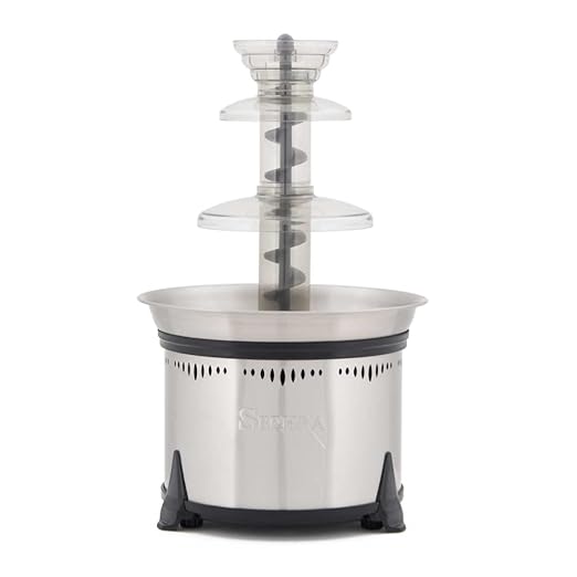 Sephra "Classic" Home Chocolate Fountain. 18", 4 Pin, Fixed Bowl Model. Up to 6lb Chocolate, great for up to 50 guests. Stainless Steel Heated Basin, not recommended for commercial use.