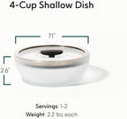 Anyday 4-Cup Microwave Cookware & Glass Container with Glass Lid, Plastic-Free Shallow Food Storage | Stackable Airtight Steamer with Vented Lid for Microwave-Safe Reheating, Steaming Vegetables